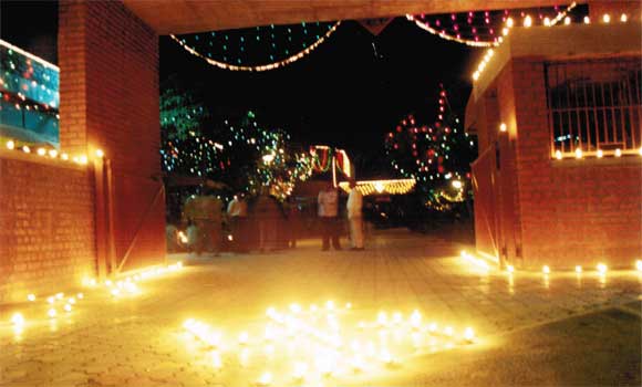 diwali celebration with lighting ports made by our girls...