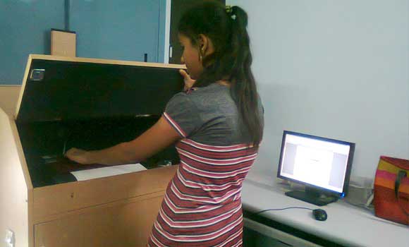 students using braille printer...